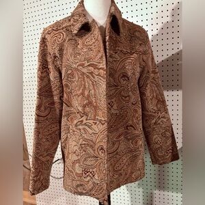 Vintage Laura Ashley Textured Paisley Jacket in Brown and Pink